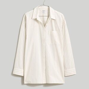 Madewell Signature Poplin Oversized Shirt in Stripe - Size XL